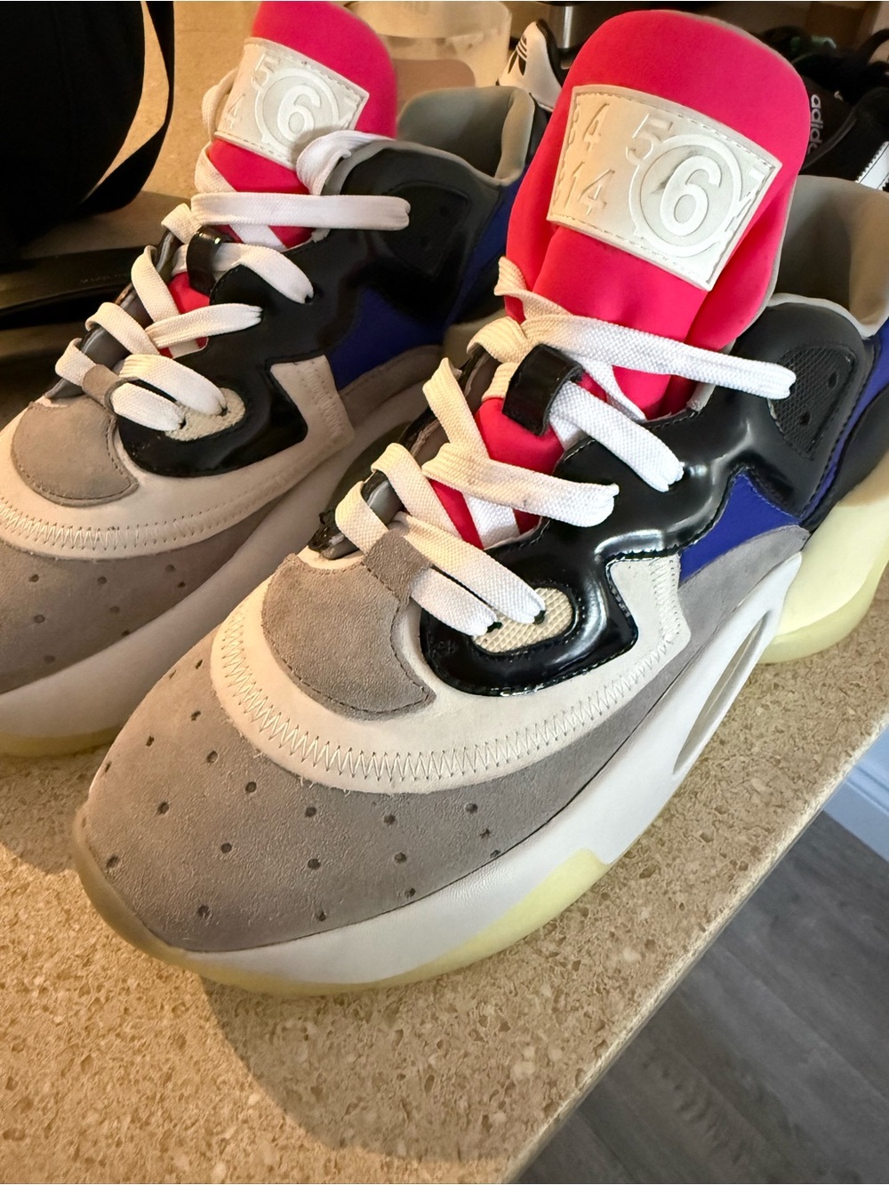MM6 Multi-Color Chunky Sneakers with Pink Tongue